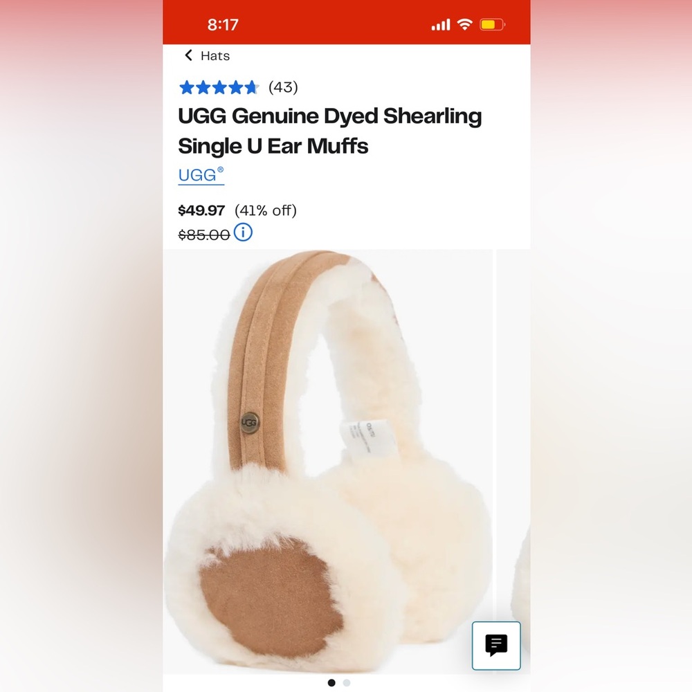 UGG Tan and Cream Shearling Ear Muffs